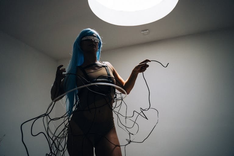 A futuristic woman enjoying the provisions of modern day Babylon